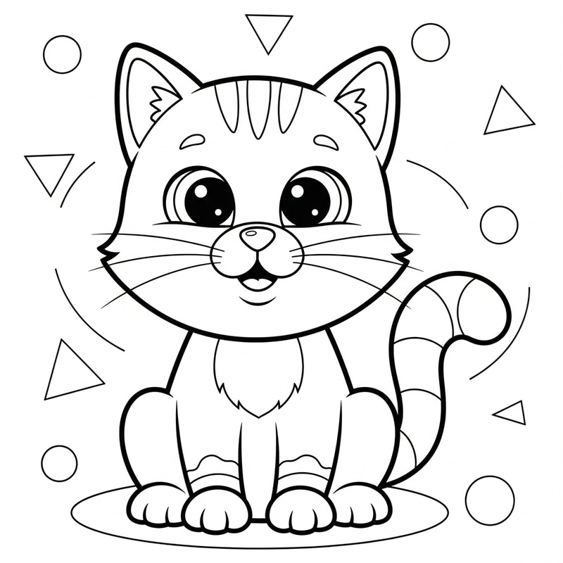 Cute Cartoonic Cat Coloring - Kids 3-4 | Simple & Fun Cute Cartoonic Cat Coloring - Kids 3-4 | Simple & Fun