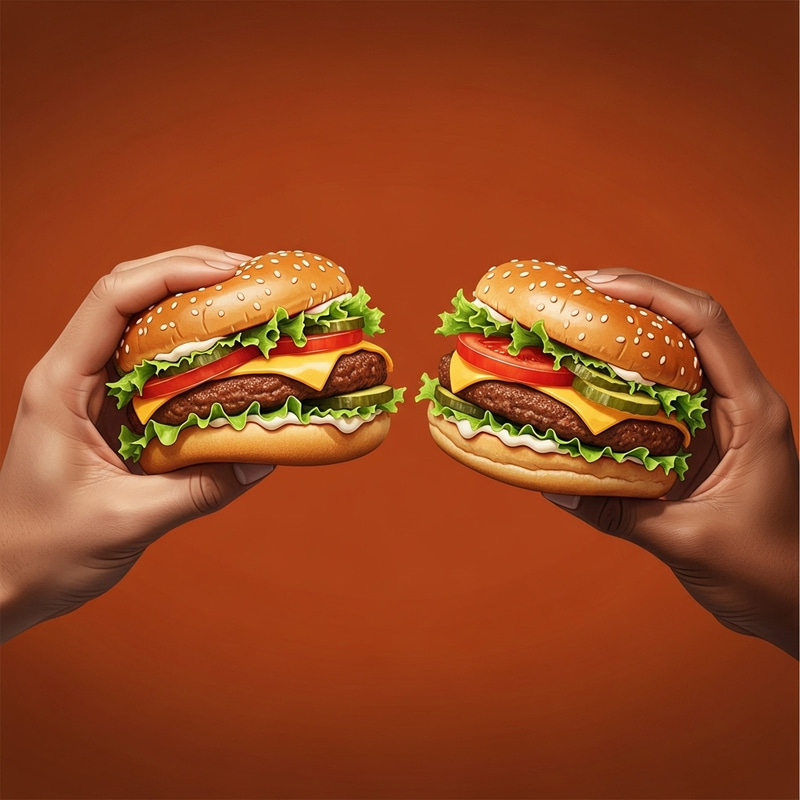 Delicious Burger Duo: Hands Holding Tasty Treats Delicious Burger Duo: Hands Holding Tasty Treats