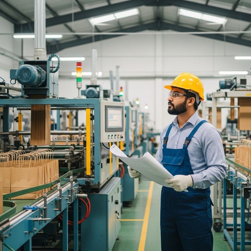 Innovative Industrial Engineer in High-Tech Paper Bag Factory Innovative Industrial Engineer in High-Tech Paper Bag Factory