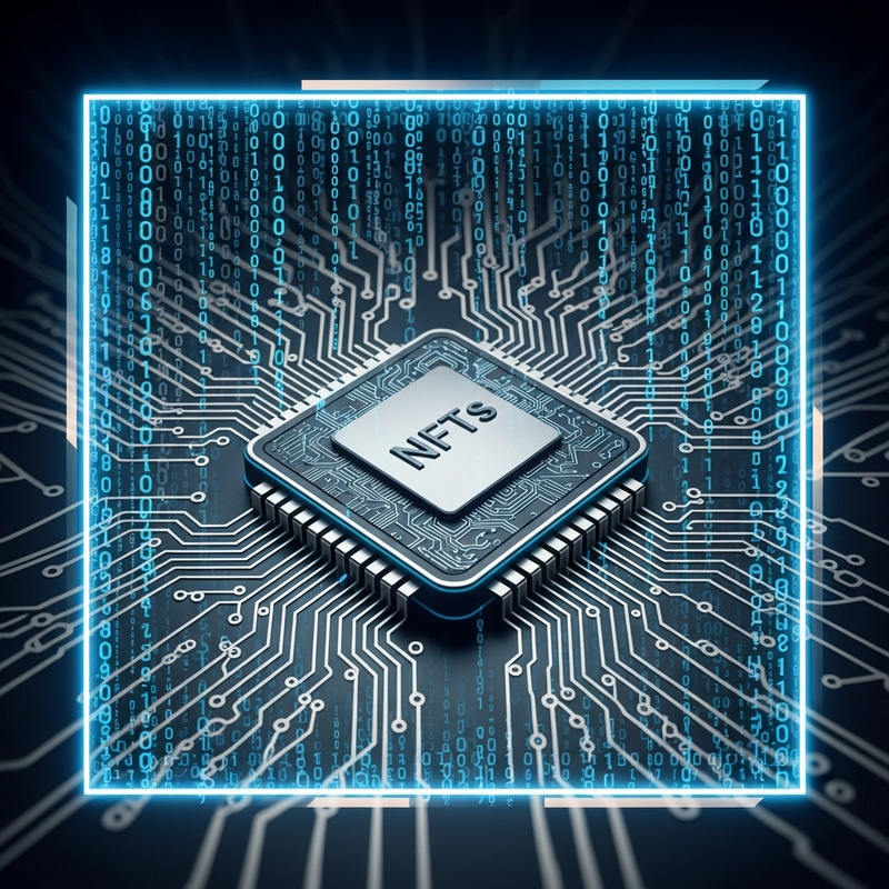 Futuristic Nft Blockchain Art with Computer Chip Design Futuristic Nft Blockchain Art with Computer Chip Design