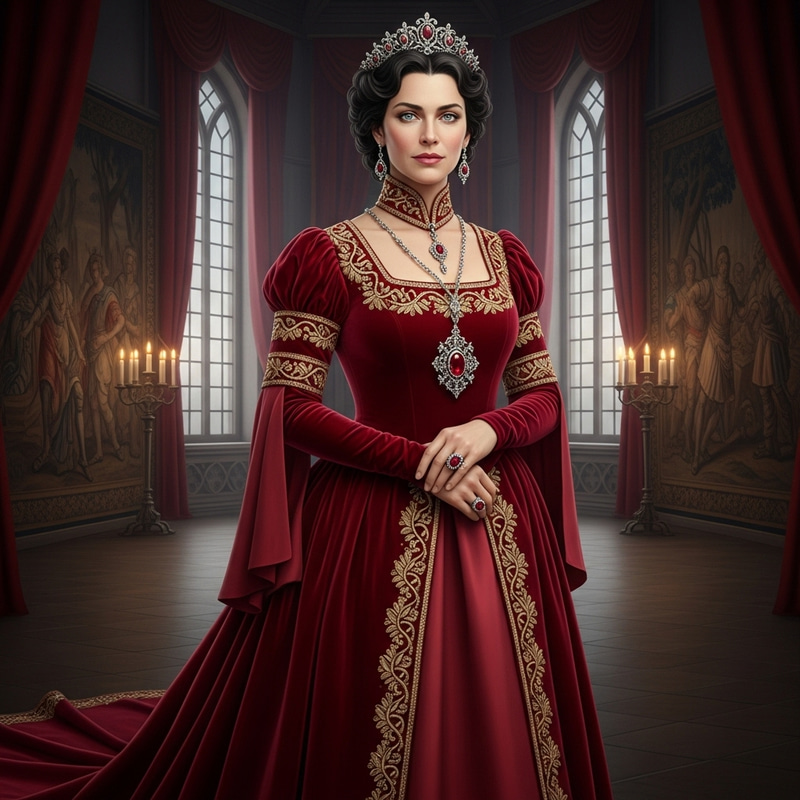 Stunning Queen in Red Dress | Elegance & Authority Stunning Queen in Red Dress | Elegance & Authority