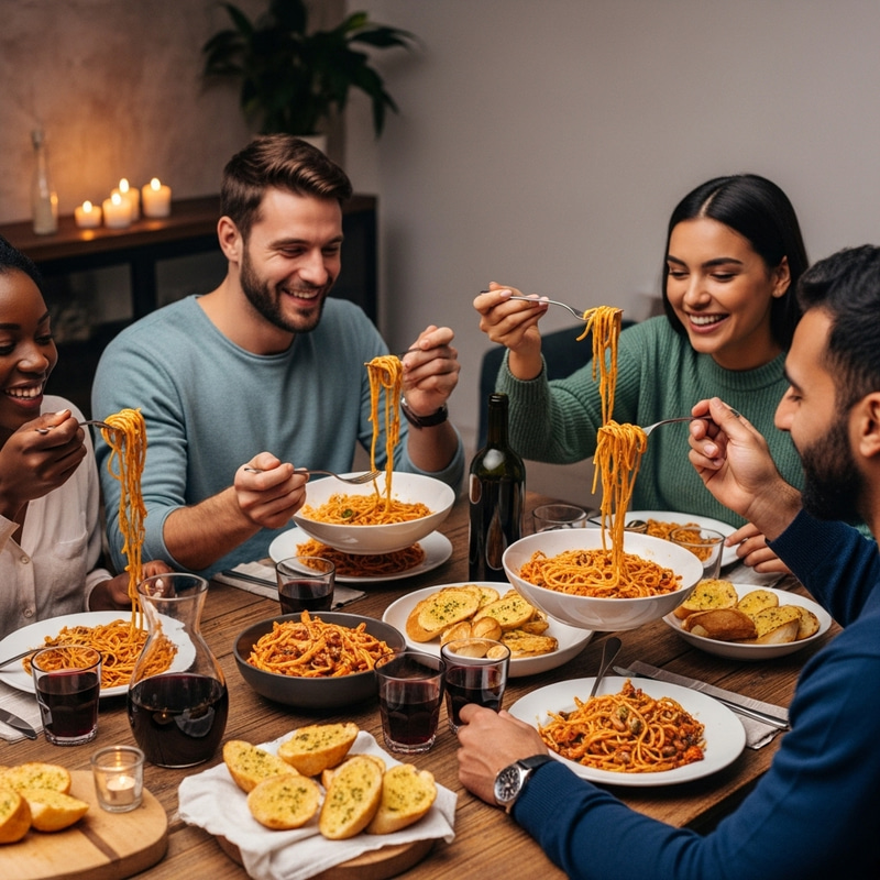 Dinner Among Friends: Enjoying Pasta Together Dinner Among Friends: Enjoying Pasta Together