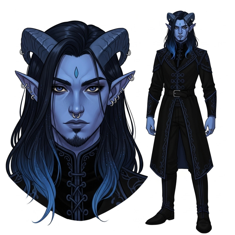 Enigmatic Tiefling Character Art | Supernatural D&D Design Enigmatic Tiefling Character Art | Supernatural D&D Design