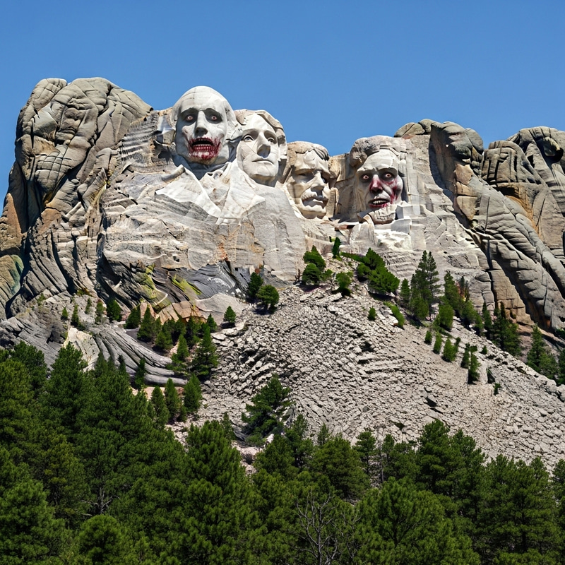 Zombie Mount Rushmore - A Spooky Twist on the Monument