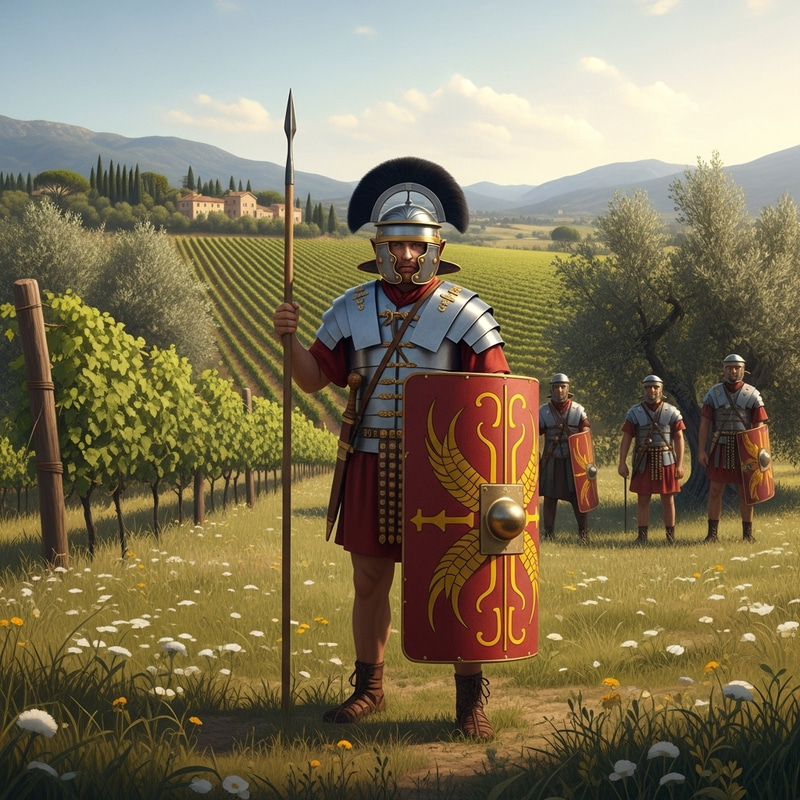 Roman Centurion in Italian Countryside Roman Centurion in Italian Countryside