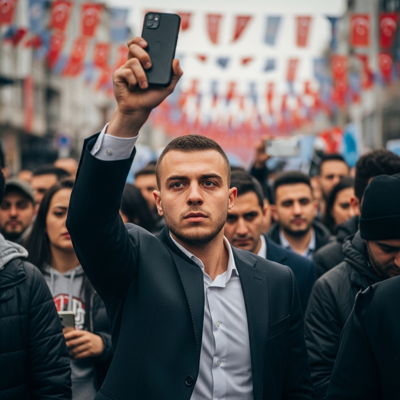 Young Male Project Coordinator in Election Rally: Intense Political Drama