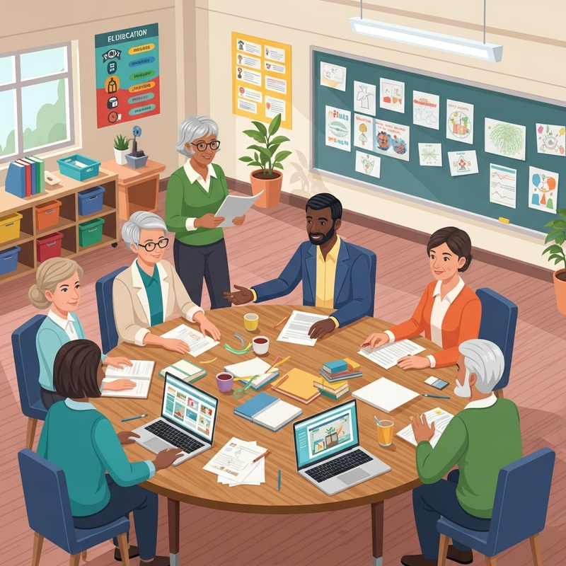 Innovative Collaboration with Teachers in Colorful Classroom