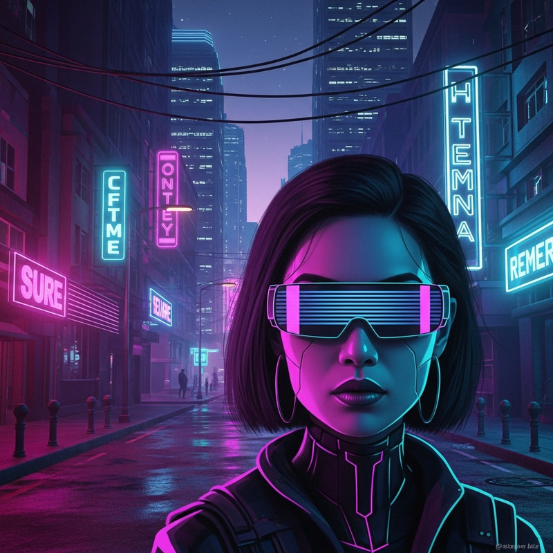 Night Girl in Synthwave Style | Dark Cyberpunk City Atmosphere