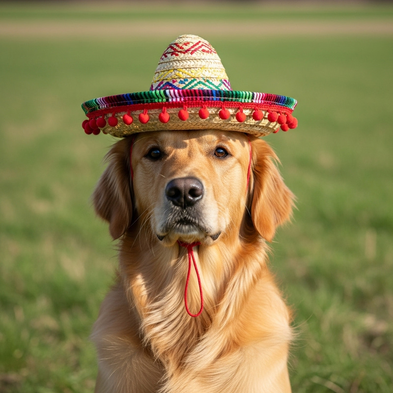 Realistic Dog with a Sombrero Hat - Stylish and Unique Pet
