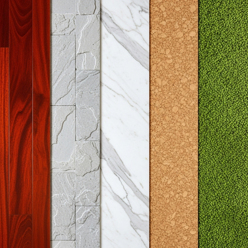 Floor Materials: Hardwood, Stone, Marble, Cork, Carpet - Visual Guide Floor Materials: Hardwood, Stone, Marble, Cork, Carpet - Visual Guide