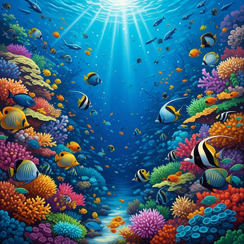 Vibrant Underwater Life: Colorful Reefs, Tropical Fish & Oceanic Fantasy