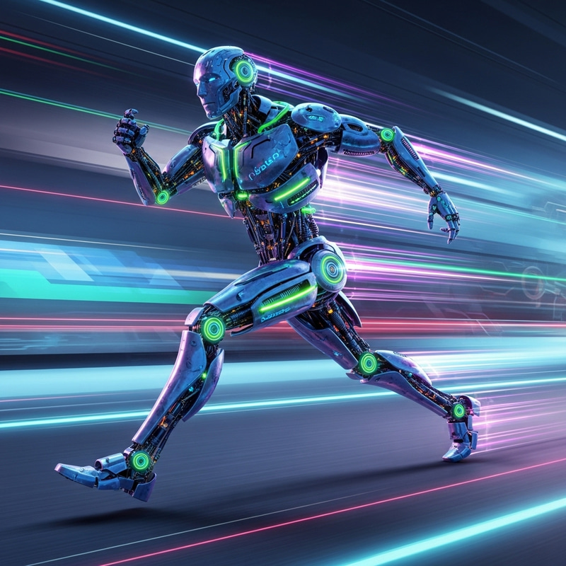 Vibrant Futuristic Robot Design in Action Vibrant Futuristic Robot Design in Action