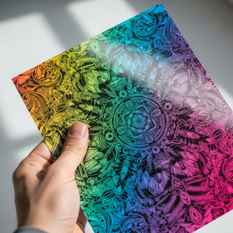 Colorful Print: Hand Holding Glossy Paper