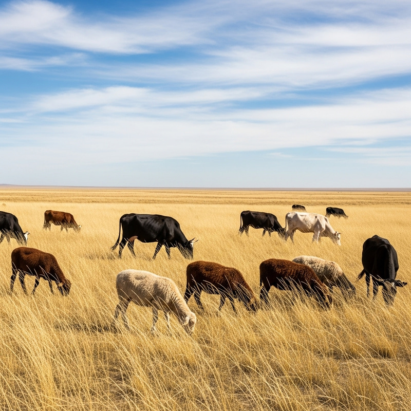 Serenity of Arid Grassland Livestock Grazing