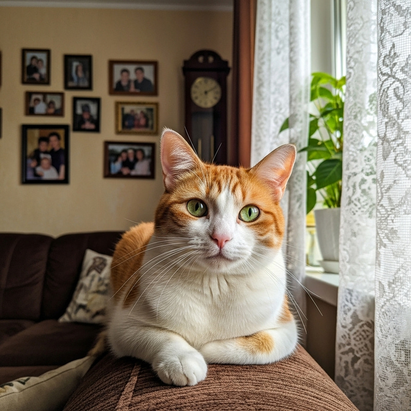 Beautiful Orange & White Cat in a Cozy Setting Beautiful Orange & White Cat in a Cozy Setting