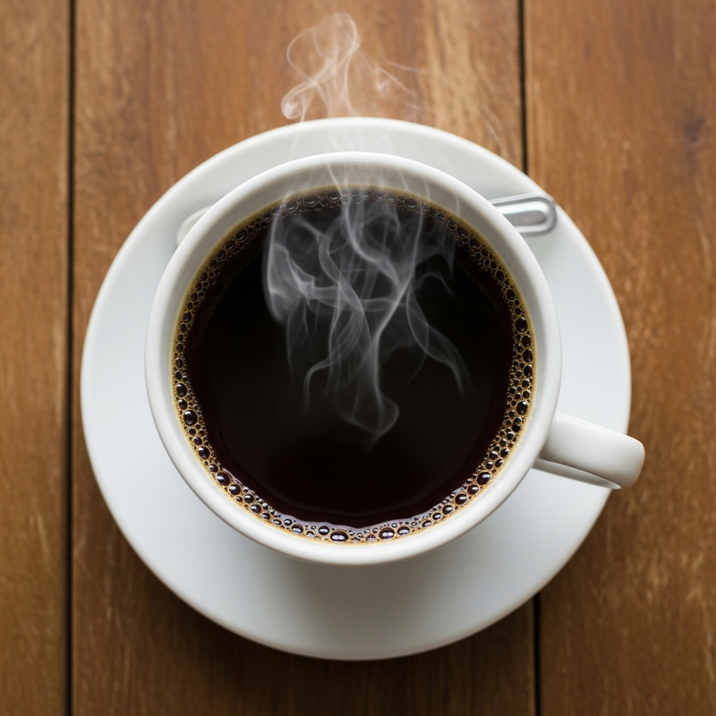 Top View Coffee Cup on Rustic Table Top View Coffee Cup on Rustic Table