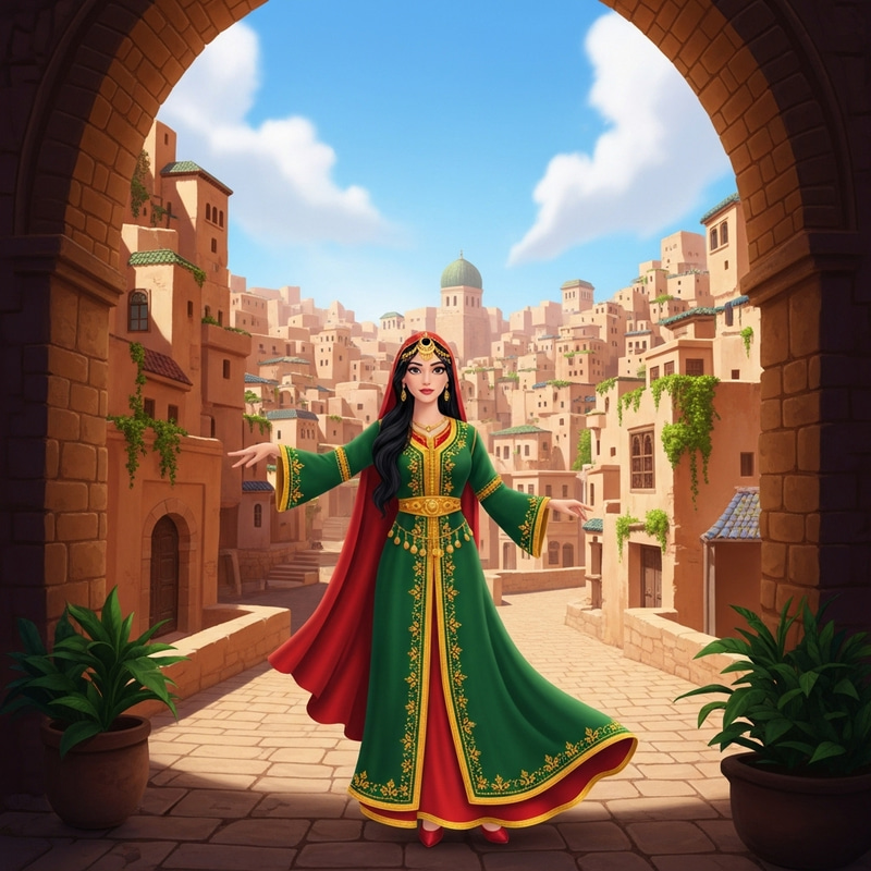Algerian Princess in Vibrant Traditional Attire | Enchanting Casbah of Algiers