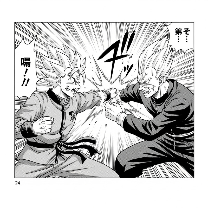 Epic Black-and-White Manga Battle: Goku vs. Vegeta Epic Black-and-White Manga Battle: Goku vs. Vegeta