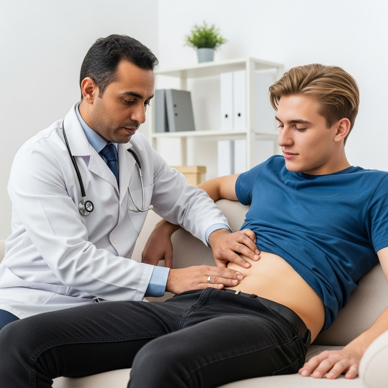 David's Checkup: Caring Doctor Examines Young Patient David's Checkup: Caring Doctor Examines Young Patient