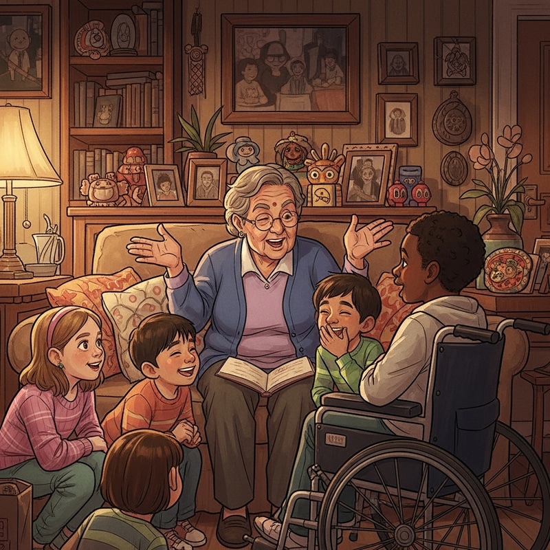 Inclusive Family Artwork Featuring Seniors, Kids, and Disabilities