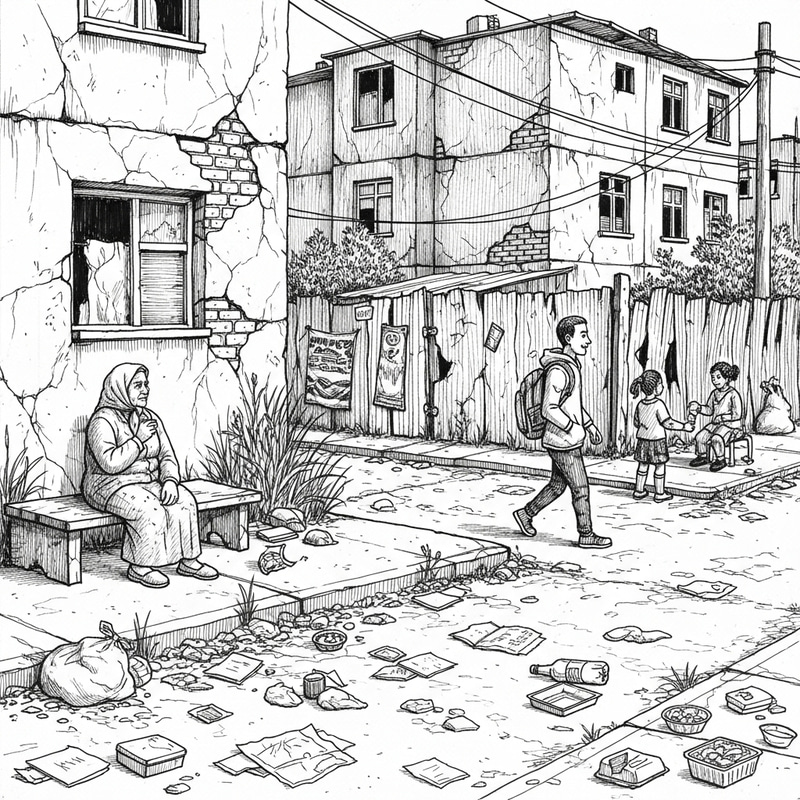 Community Revitalization Sketch - Ballpen Illustration Community Revitalization Sketch - Ballpen Illustration