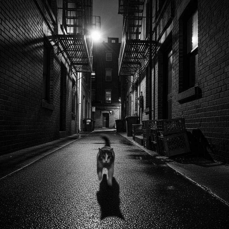 Daring Cat Chase in Noir Crime Alley