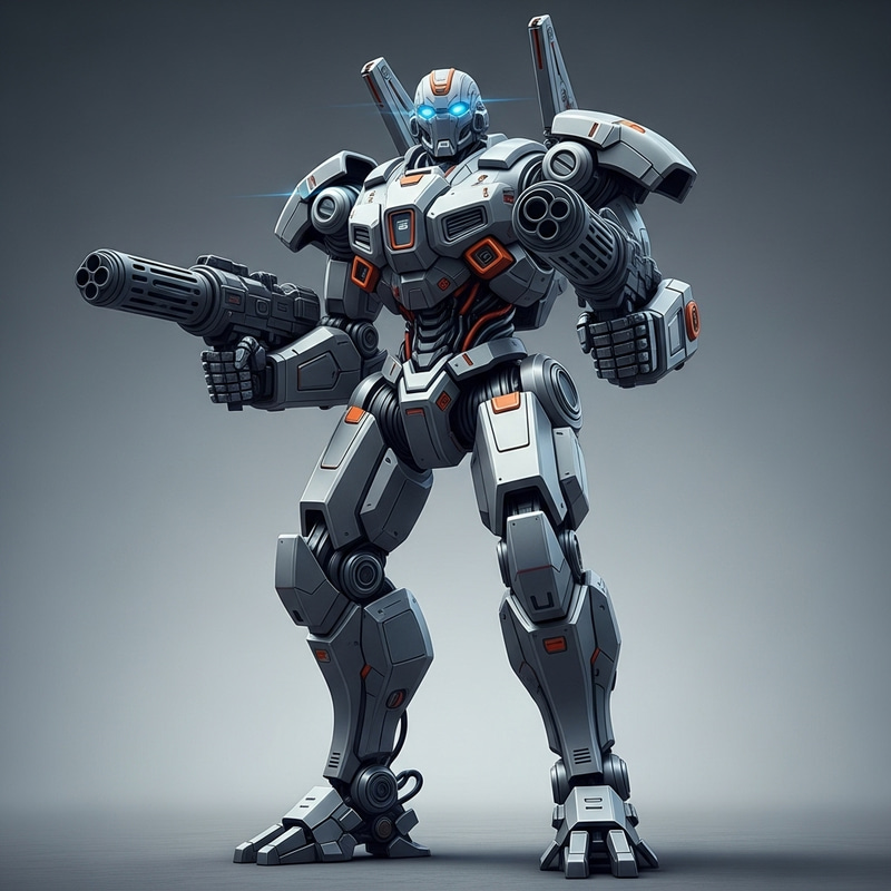 High Altitude Robot with Weapons - Futuristic Armament Tech High Altitude Robot with Weapons - Futuristic Armament Tech