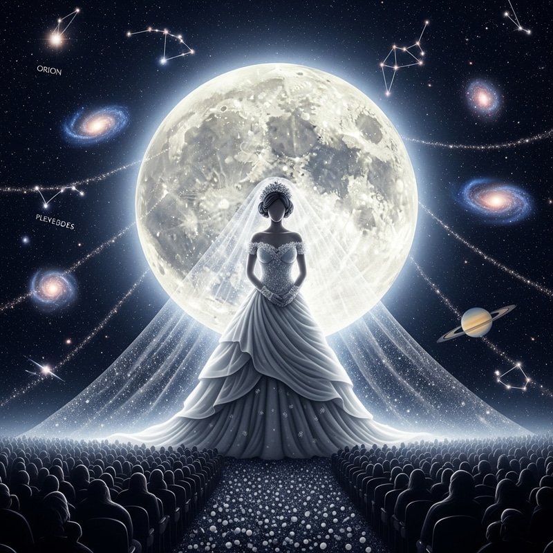 Glowing Moon Bride: A Celestial Wedding Scene Glowing Moon Bride: A Celestial Wedding Scene