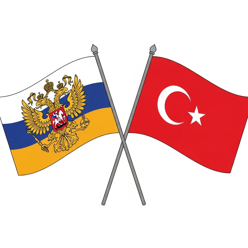 Russian Empire and Turkey Flags Crossed Russian Empire and Turkey Flags Crossed
