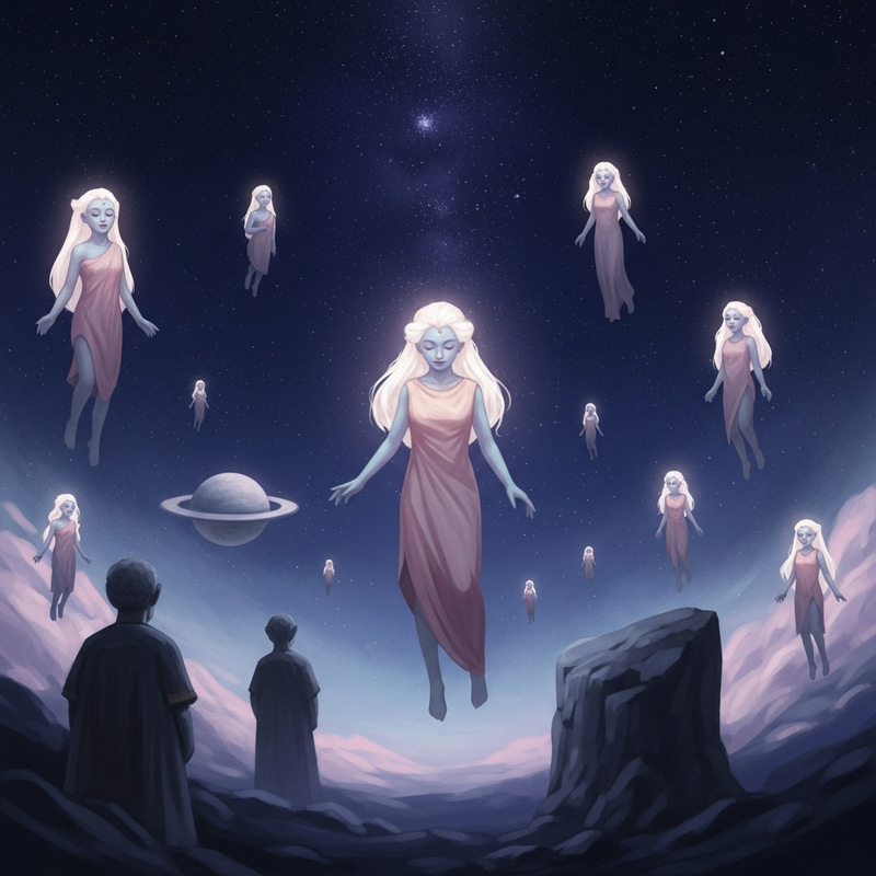 Otherworldly Entities Glowing in Celestial Cosmos