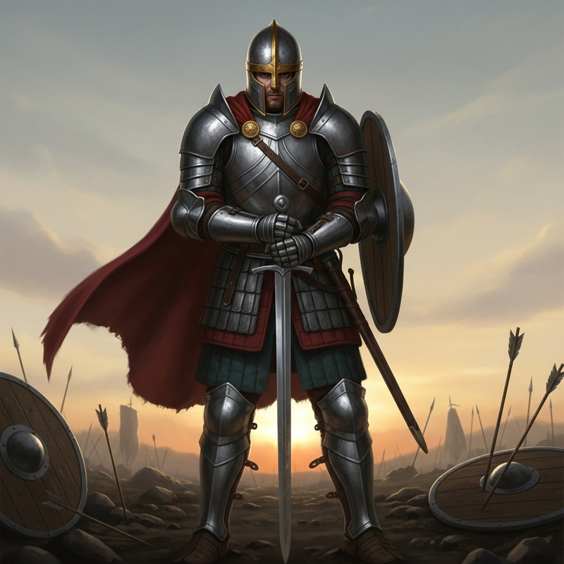 Fierce Guerrero on Battlefield at Sunset Fierce Guerrero on Battlefield at Sunset