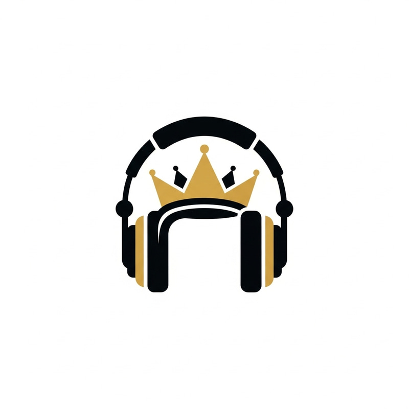 Minimalist DJ Headset with Stylized Crown | Black & Gold Fusion Minimalist DJ Headset with Stylized Crown | Black & Gold Fusion