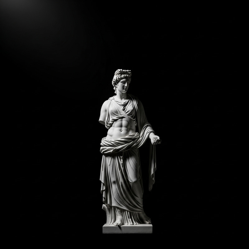 Elegant White Statue Against Black Background Elegant White Statue Against Black Background