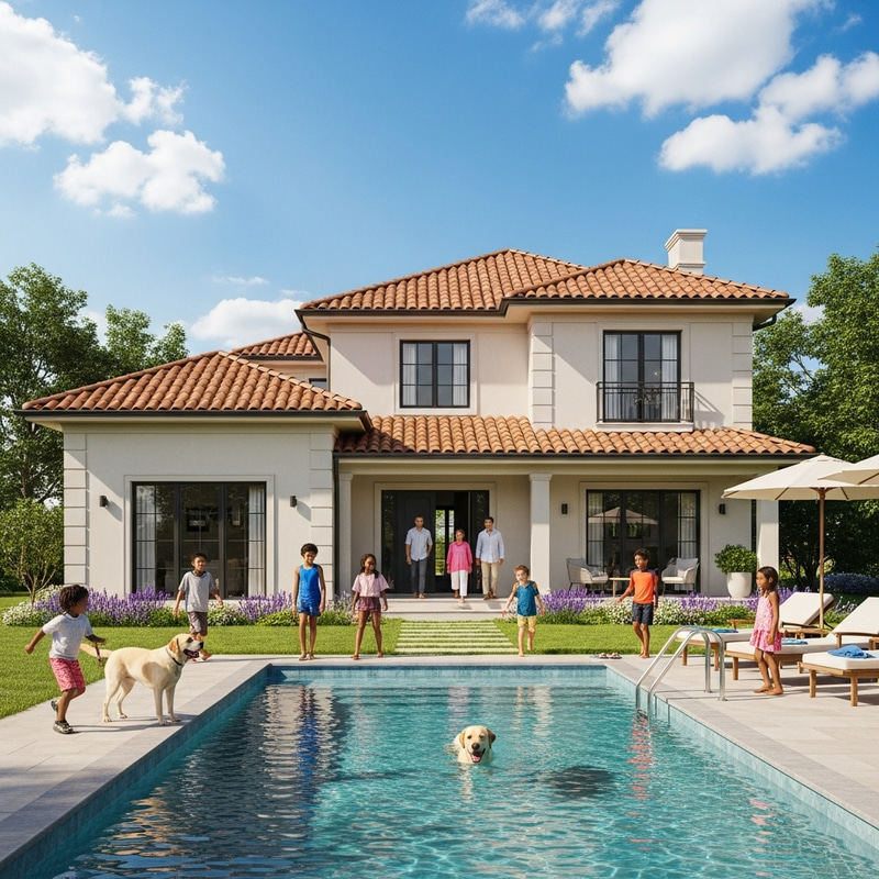 Happy Family Dream House with Pool | Lush Green Setting