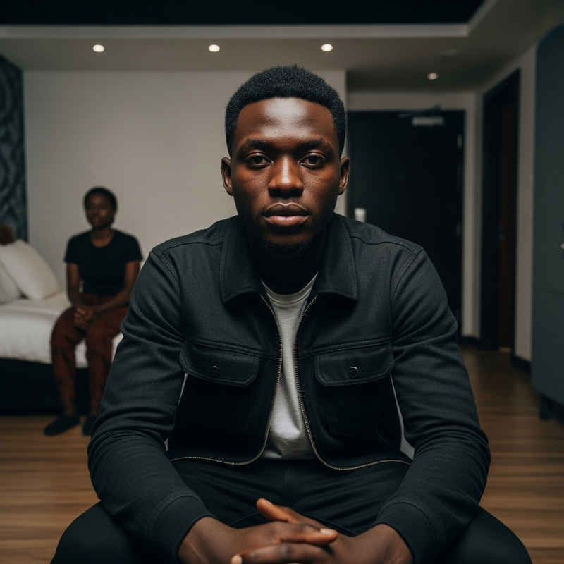 Intense Cinematic African Young Man & Woman in Modern Room