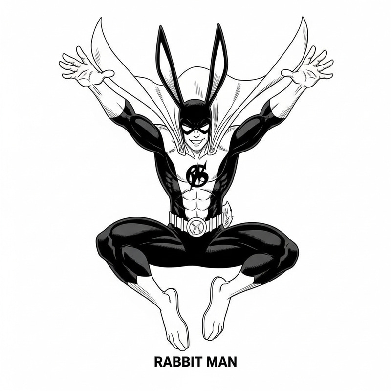 Rabbit Man: Dynamic Manga-Style Superhero Art Rabbit Man: Dynamic Manga-Style Superhero Art