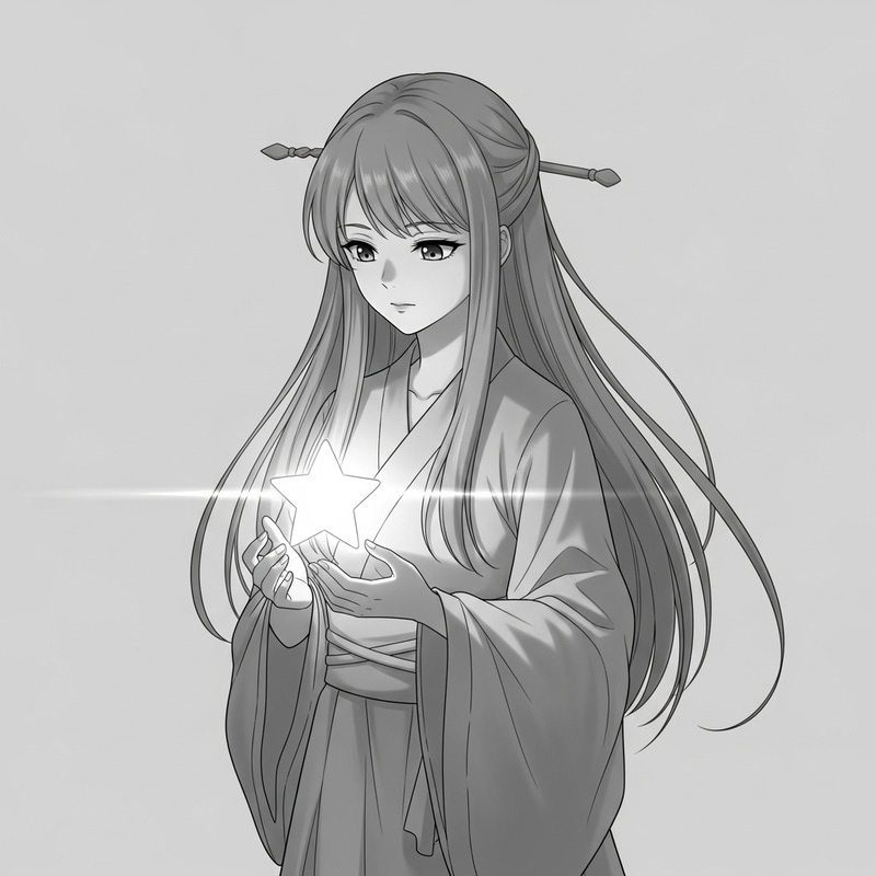 Enchanting Anime Girl with Glowing Star | Fascinating Scene