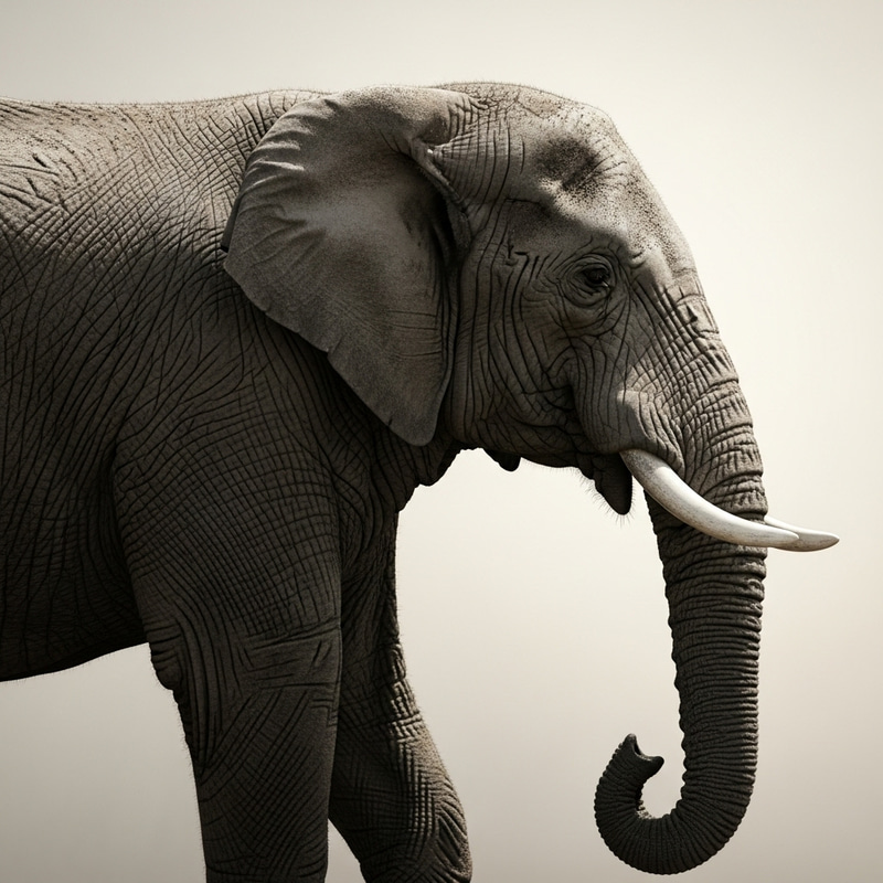 Beautiful Elephant Profile on Light Background Beautiful Elephant Profile on Light Background