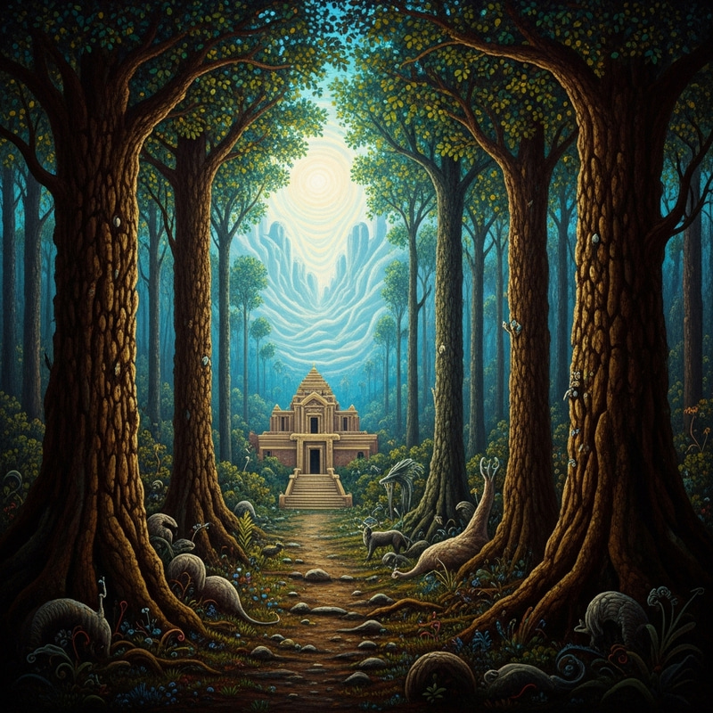 Mystical Forest Temple Art | Salvador Dali Inspired Fantasy Mystical Forest Temple Art | Salvador Dali Inspired Fantasy