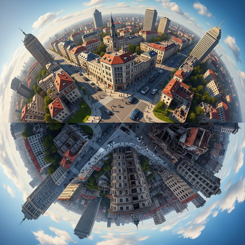 Anamorphic Image: Gaza - Peaceful City to War-Torn Devastation