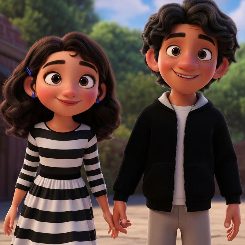 Adorable Kids in Black and White Striped Outfits | Disney Pixar Scene Adorable Kids in Black and White Striped Outfits | Disney Pixar Scene