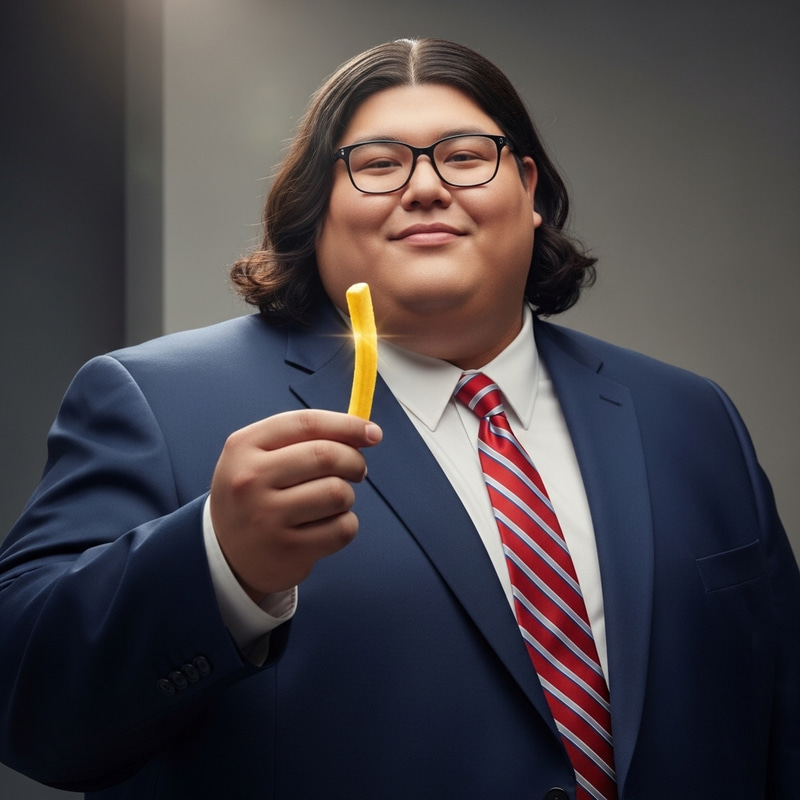 Largest Person savoring a Golden French Fry