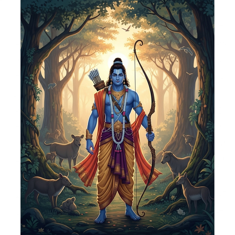 Tranquil Rama in Mystical Forest - Ancient Indian Epic Ramayana