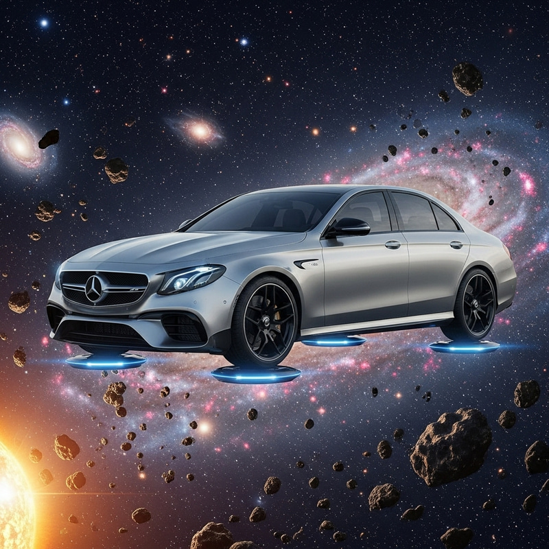 Futuristic Mercedes E63s in Space: Advanced Zero-Gravity Travel