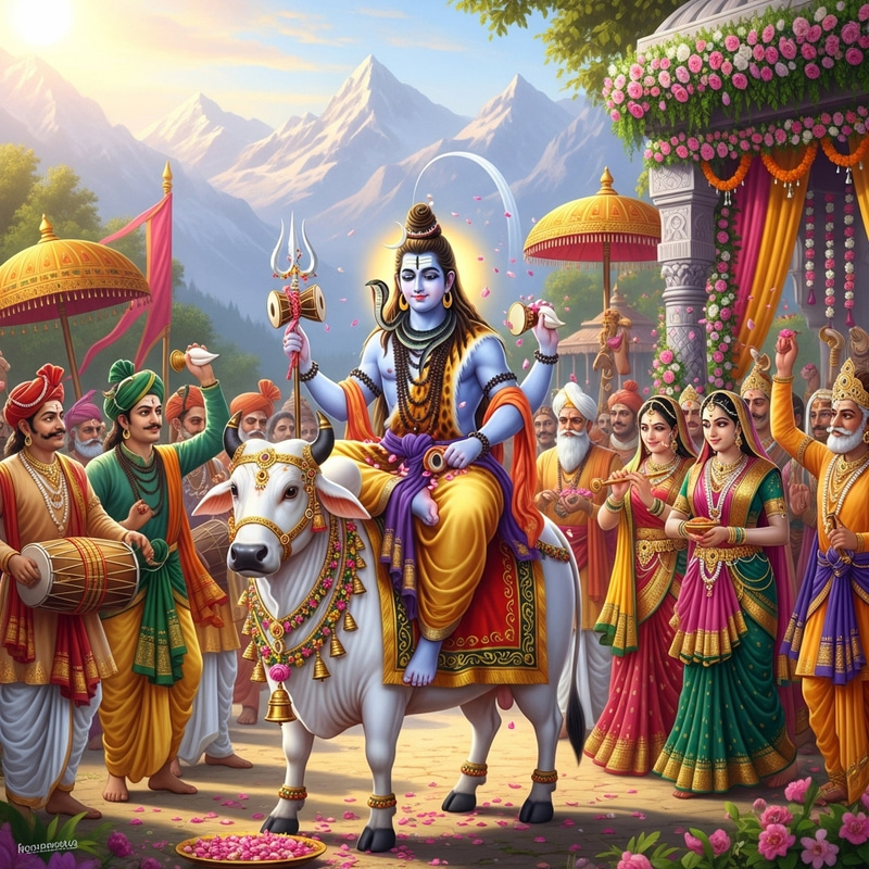 Lord Shiva Wedding Procession with Nandi Bull | Hindu Mythology Art Lord Shiva Wedding Procession with Nandi Bull | Hindu Mythology Art