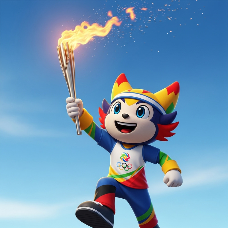 Vibrant Olympic Flame Mascot Design