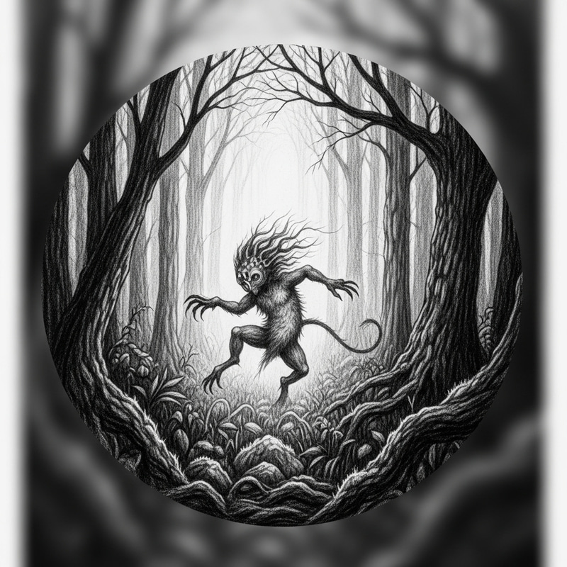 Mystical Creature in Dark Forest | H.R. Giger-Style Artwork Mystical Creature in Dark Forest | H.R. Giger-Style Artwork