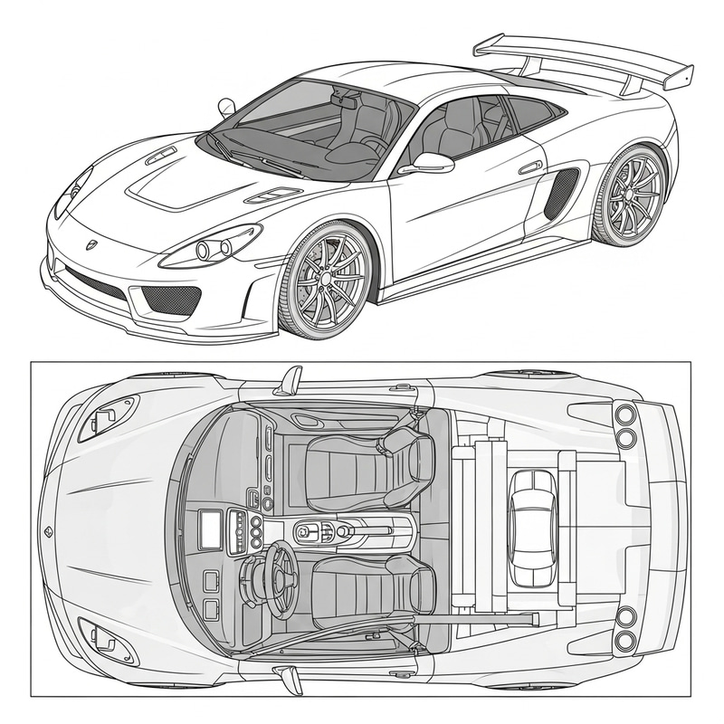 Blueprint of a Sleek Sports Car Design Blueprint of a Sleek Sports Car Design