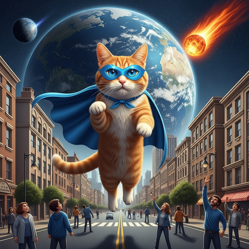 Superhero Cat Saving the World | Stirring Scene of Feline Heroism Superhero Cat Saving the World | Stirring Scene of Feline Heroism
