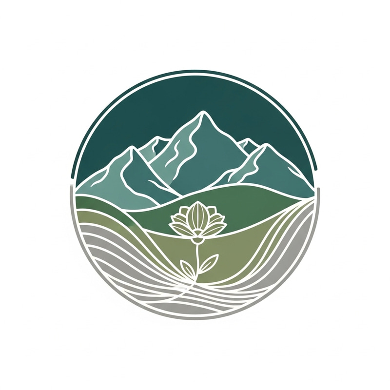 Minimalistic Mountain and Flower Logo Design